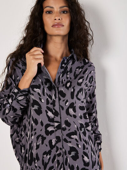Cheetah Oversized Shirt Mini Dress