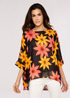 Bold Flower Oversize Top, Black, large