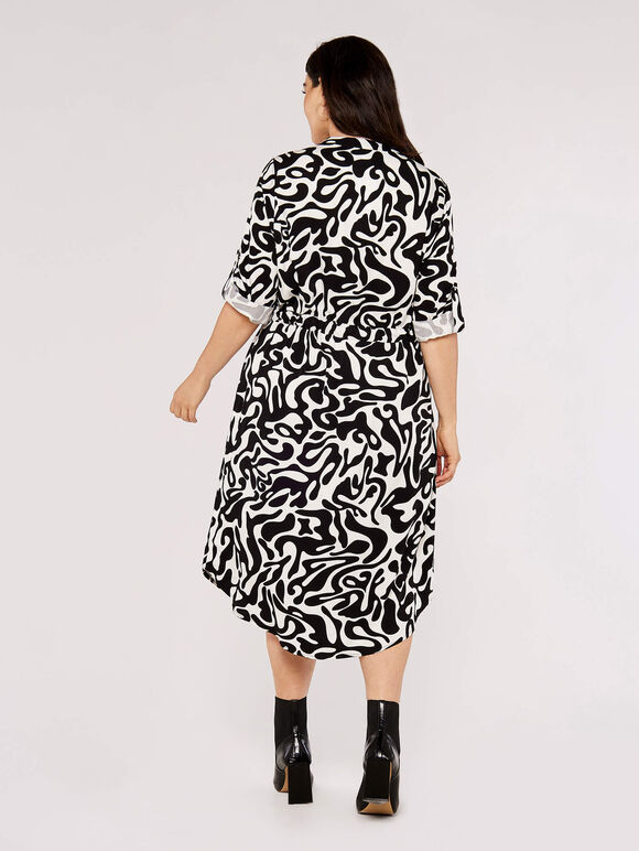 Curve Swirl Print Dress, Cream, large