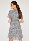 Floral Angel Sleeve Dress, Blue, large