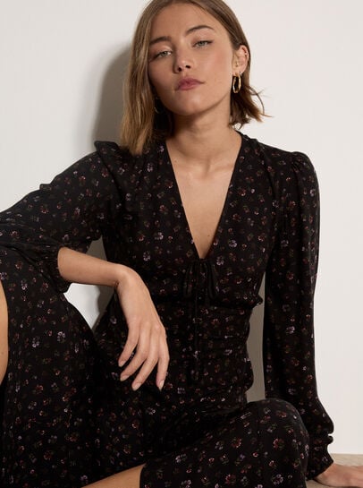 Floral Print Midi Tea Dress