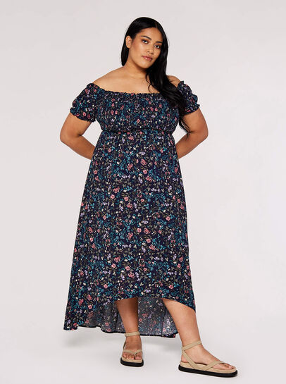 Curve Floral Bardot Midi Dress