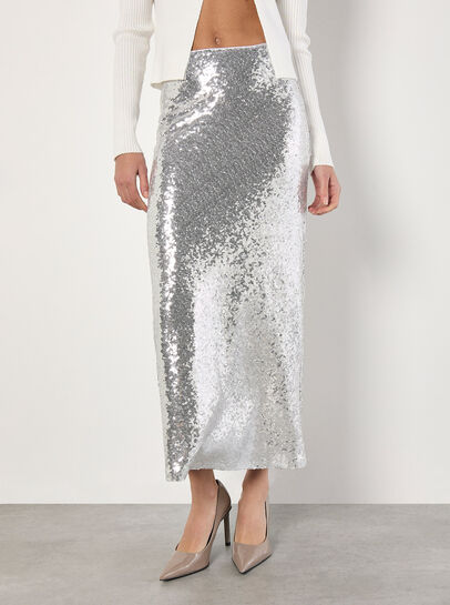 Sequin Bias Cut Midaxi Skirt