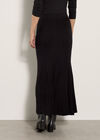 Ribbed Knit Midi Skirt, Black, large