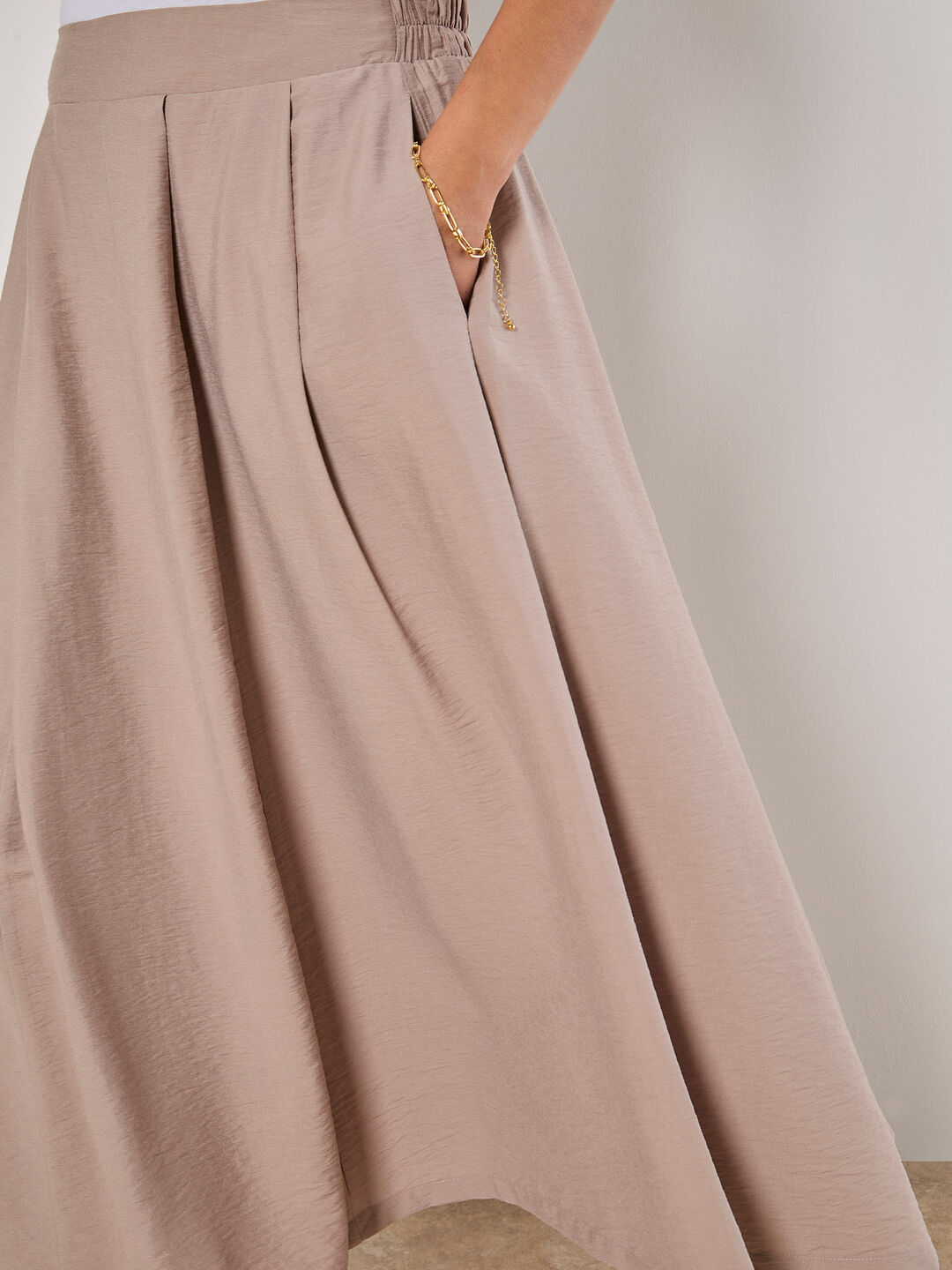 Pleated A-Line Midi Skirt