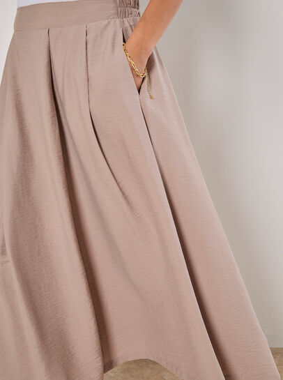 Pleated A-Line Midi Skirt