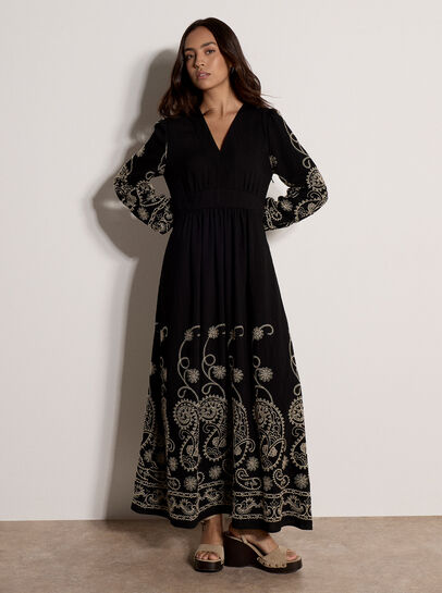 Paisley Embroidered Maxi Dress