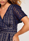 Lace V Neck Dress, Navy, large