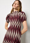 Chevron Knit Mini Dress, Burgundy, large