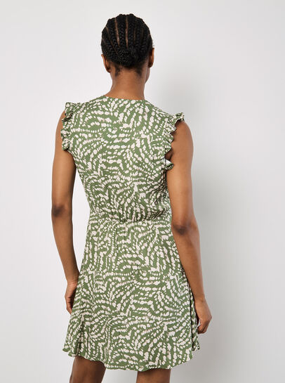 Abstract Spot Ruffle Mini Dress