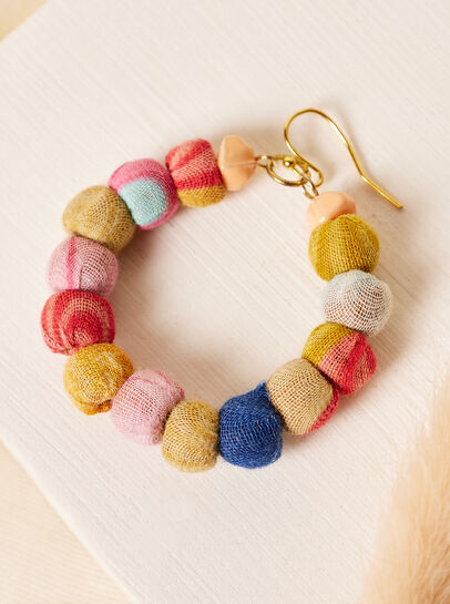 Fabric Bead Circle Earrings