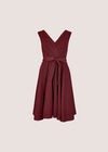 Metallic Pleat Skater Mini Dress, Burgundy, large