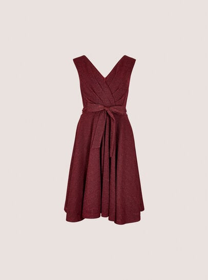 Metallic Pleat Skater Mini Dress
