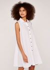 Sleeveless Swing Shirt Dress, White, large