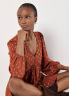Gold Foil Mini Dress, Rust, large