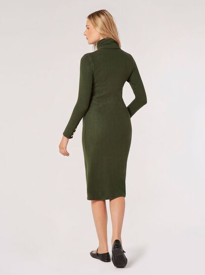 Roll Neck Knit Midi Dress