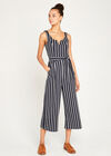 Striped Culotte Jumpsuit, Navy, large