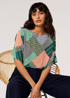 Geometric Patchwork Textured T-Shirt, Orange, large