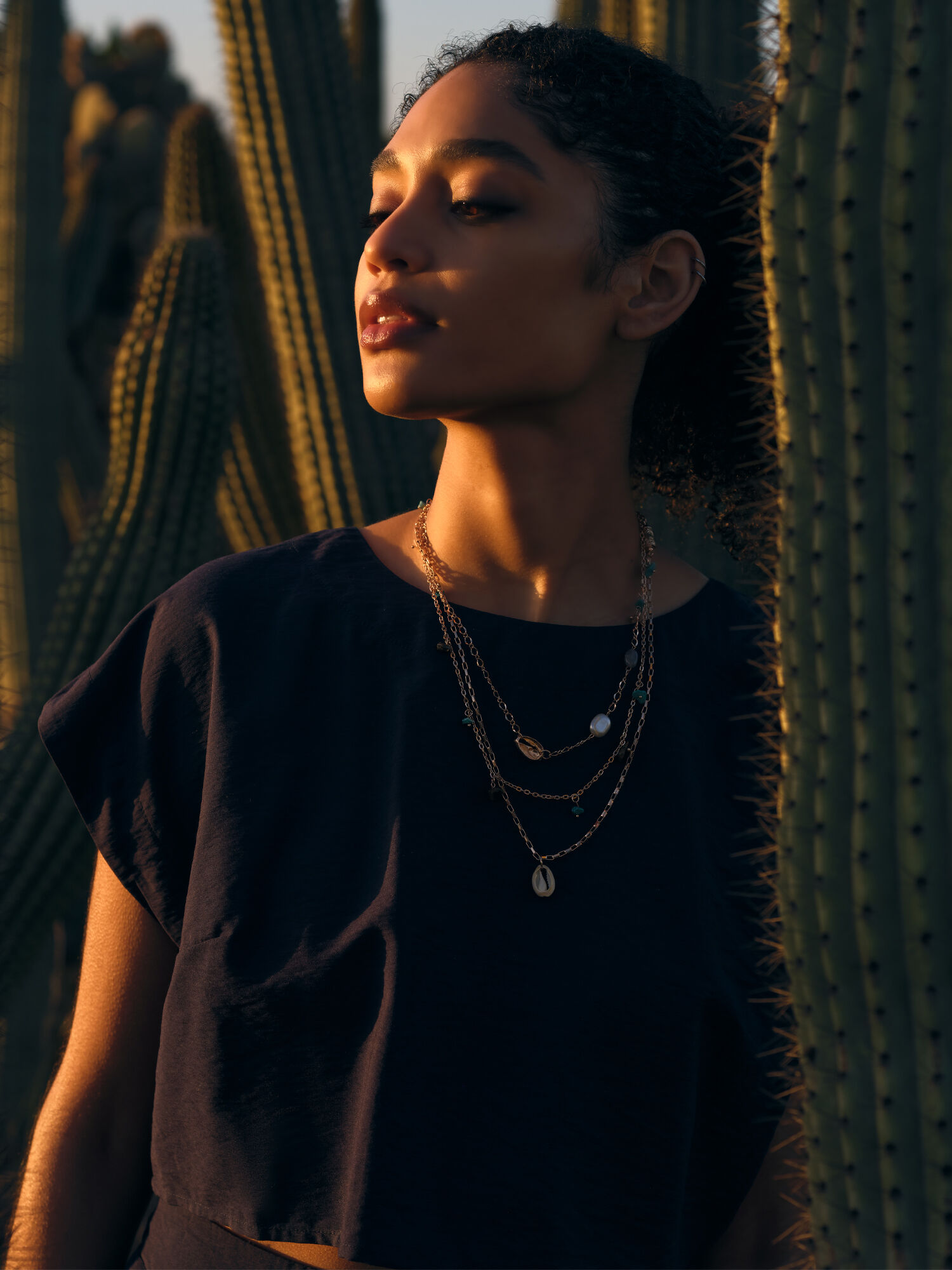 Layered stone necklace best sale