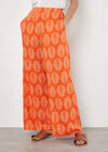 Geo Leaf Palazzo Trousers, Orange, large