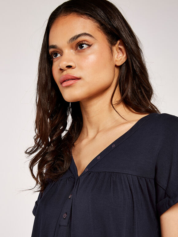 Yoke Front Tee, Navy, large