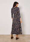 Leaf Print Wrap Maxi Dress, Navy, large