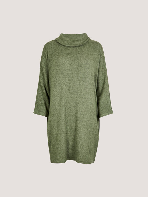 Soft Touch Cocoon Mini Dress, Khaki, large