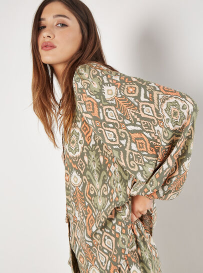 Ikat Print Oversized Blouse