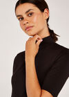 Mock Neck Top, Black, large