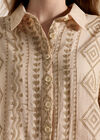 Geometric Shimmer Embroidered Shirt, Stone, large