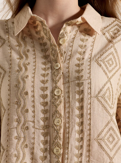 Geometric Shimmer Embroidered Shirt