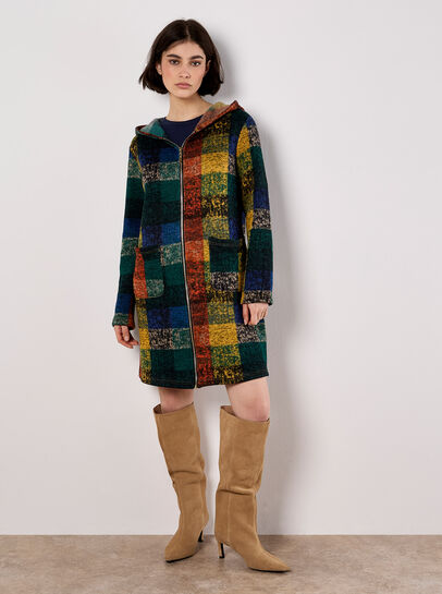 Colourful Check Hooded Coatigan