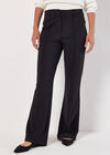 Ponte Seam Detail Straight Leg Trousers, Black, large