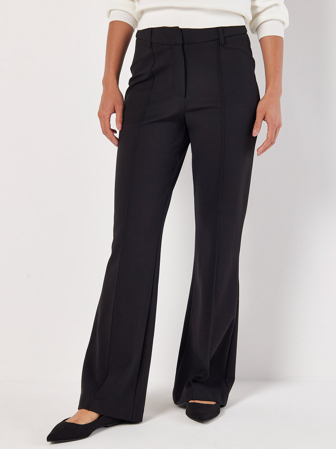 Ponte Seam Detail Straight Leg Trousers