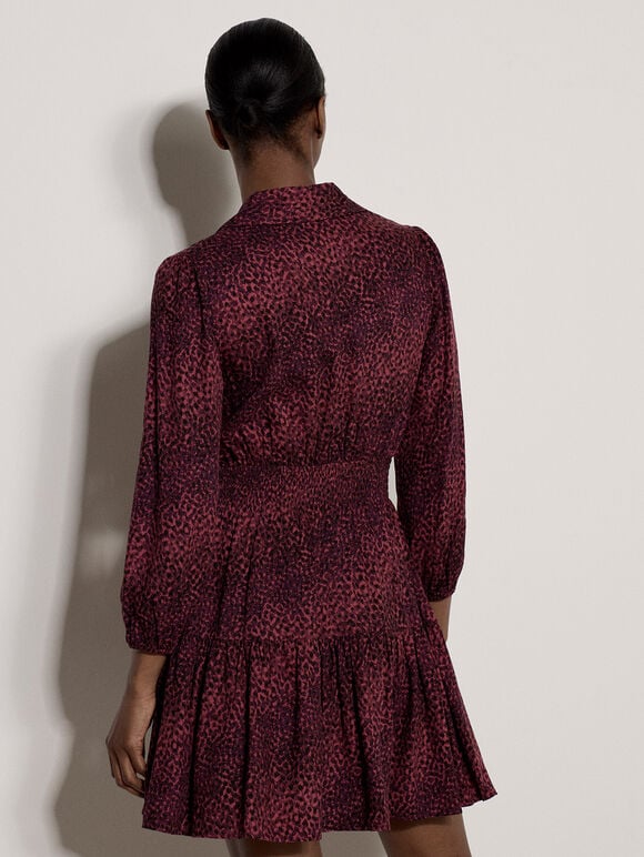 Blurred Spot Shirt Mini Dress, Burgundy, large