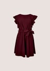 Jersey Crepe Ruffle Mini Dress, Burgundy, large