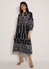 Floral Broderie Anglaise Midi Dress, Navy, large