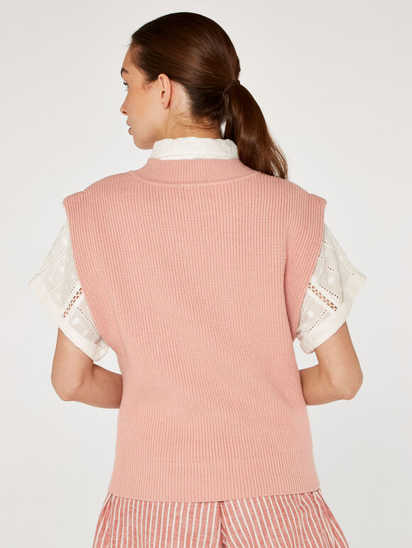 Knitted Vest, Pink, large