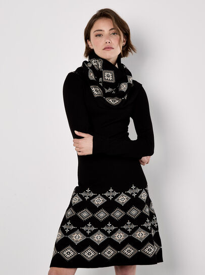 Diamond Border Snood Knitted Mini Dress