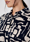 Geo Grecian Shirt Midi Dress, Navy, large