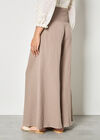 Textured Cotton Wide-Leg Trousers, Brown, large