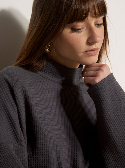 Waffle Jersey Knit Oversized Top