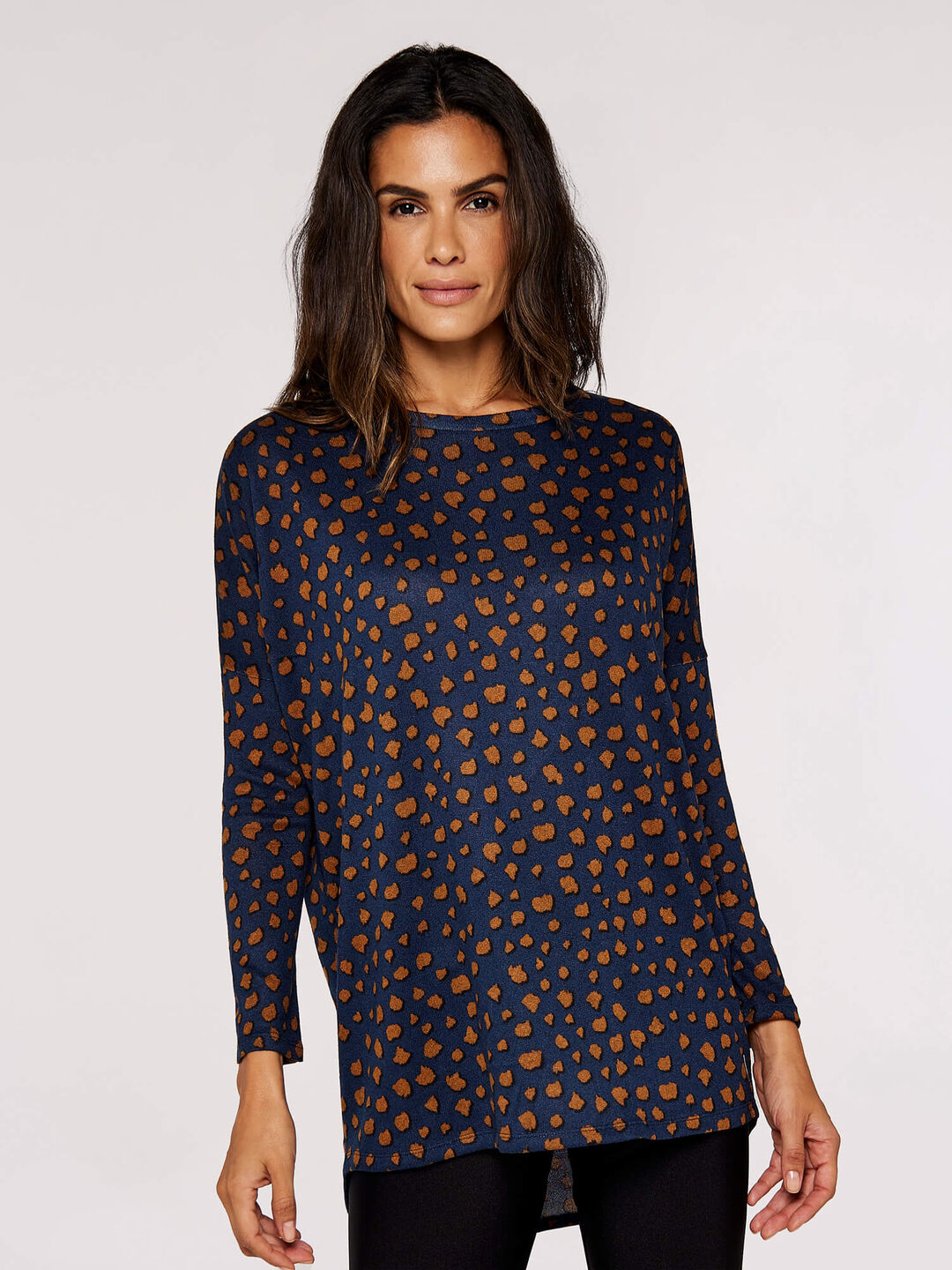 Navy Textured Dot Top 