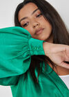 Curve Satin Tie Front Top, Green, large