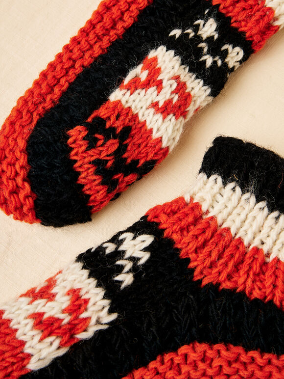 Chaussettes en laine Fair Isle tricotées à la main, assorties, grandes