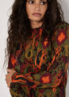 Ikat Print Chiffon Blouse, Khaki, large