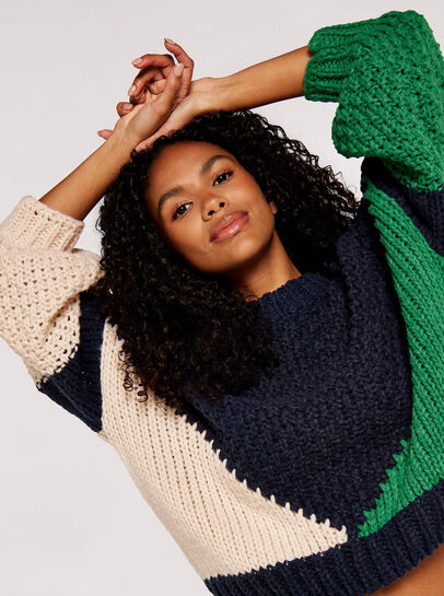 Colour Block Chunky Knit Jumper