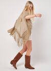 Slub Shimmer Fringe Cover-Up Cardigan, Stone, large