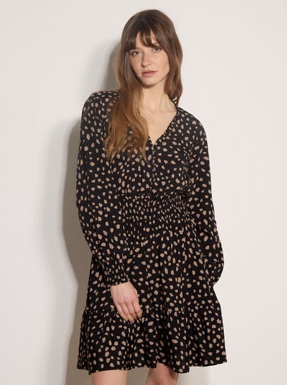 Irregular Spot Crepe Mini Dress