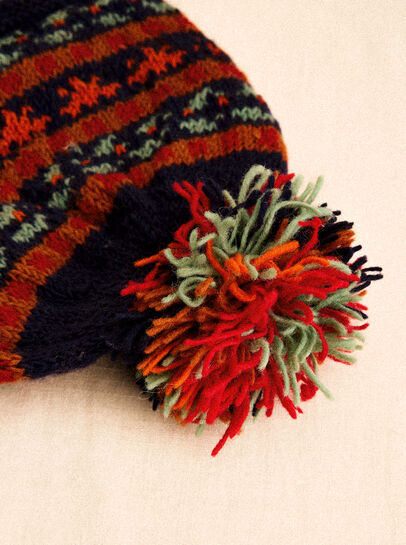 Hand-Knitted Stripe Beanie Hat